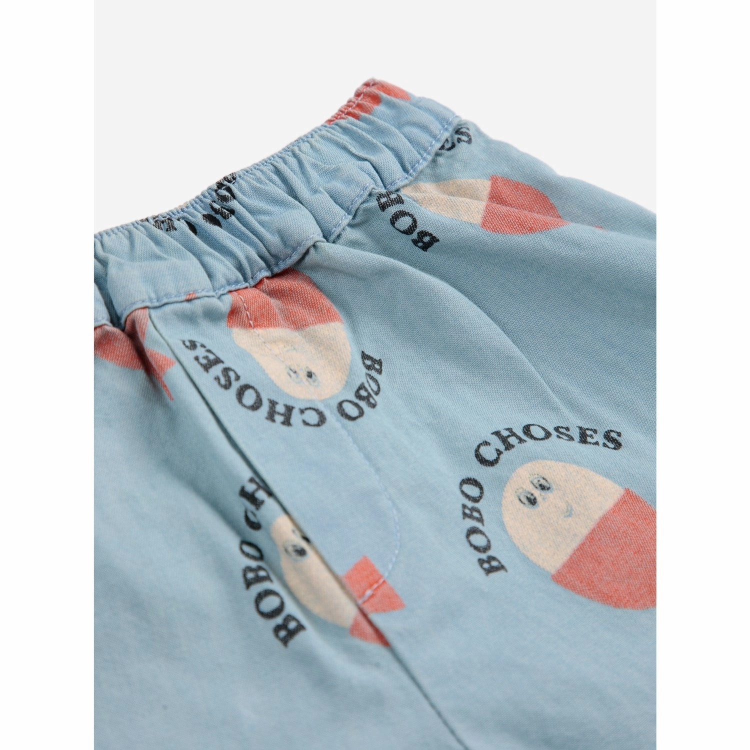 Bobo Choses Light Blue Morning Egg All Over Denim Shorts QuickReleaseBuckle
