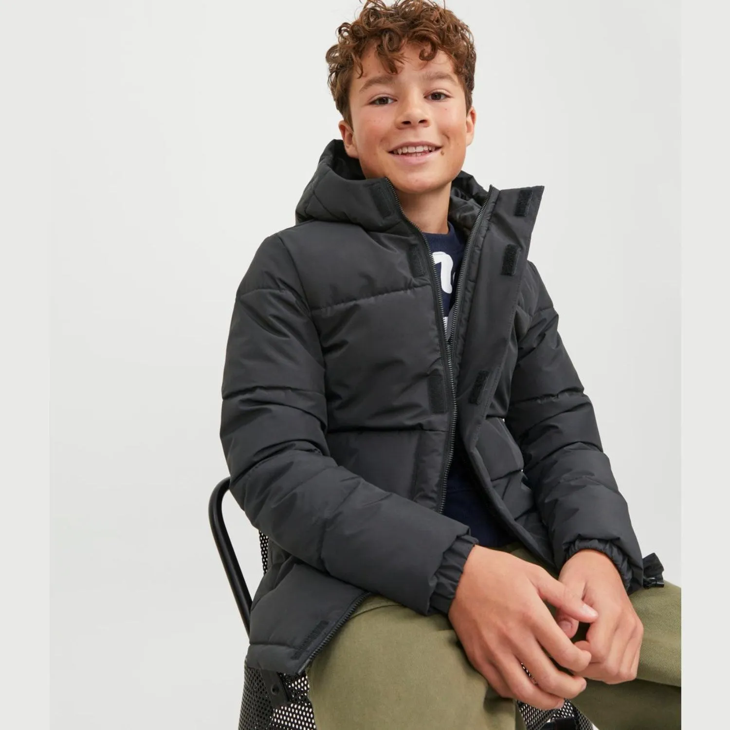 Relaxed tunic-style shirt Jack & Jones Junior Black Cospeed Puffer Jacket