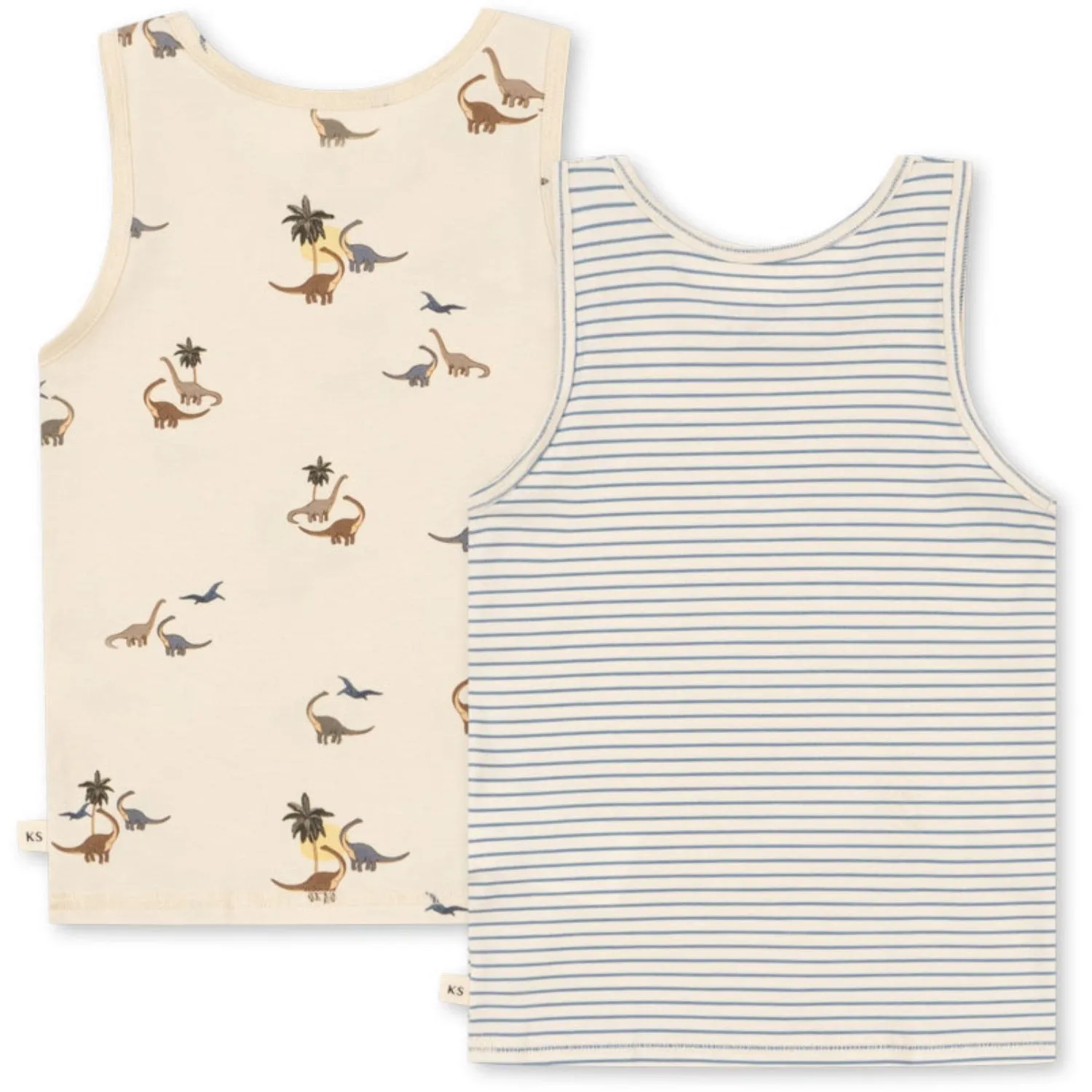 Flexible Armholes Konges Sl?jd Kubi/Stripe Bluie Basic 2 Pack Tanktop GOTS