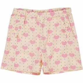 COPENHAGEN COLORS Heart Aop Heart & Dots Shorts W Ruffle Pockets Simple Cut