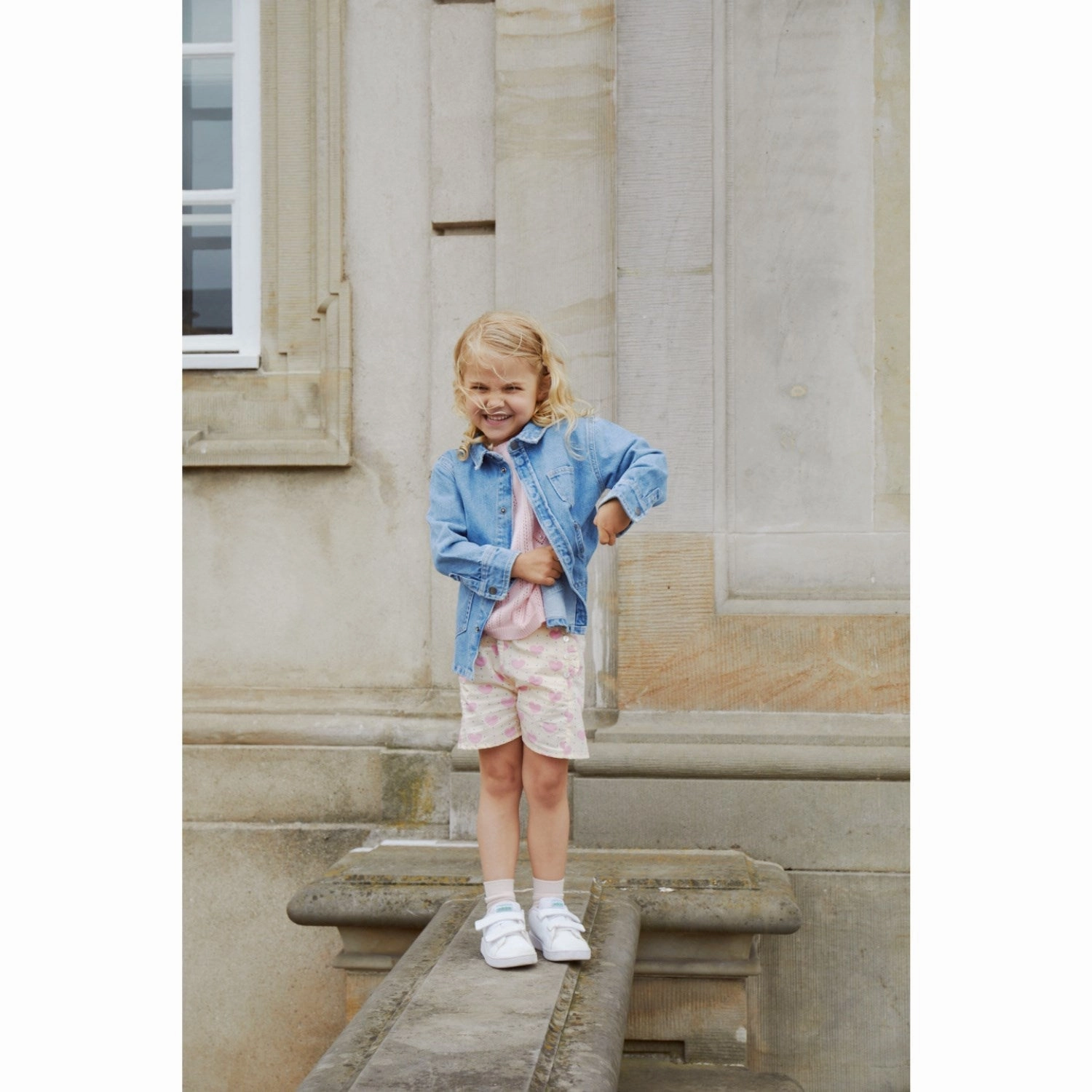 Flats UV Protection Fabric COPENHAGEN COLORS Heart Aop Heart & Dots Shorts W Ruffle Pockets