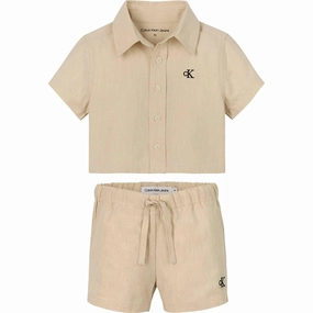 Calvin Klein Shirt Shorts Set Vanilla Heather Stylish Design