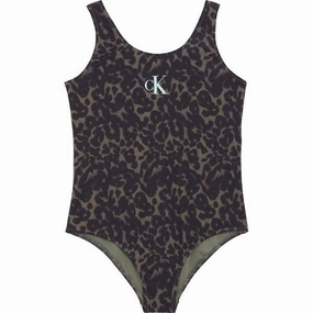 Calvin Klein Swimsuit CK Leopard Olive Aop Contemporary Look