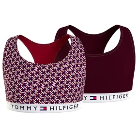 Black Flexible Fabric Tommy Hilfiger Bralette 2-Pack Monogram / Deep Burgundy