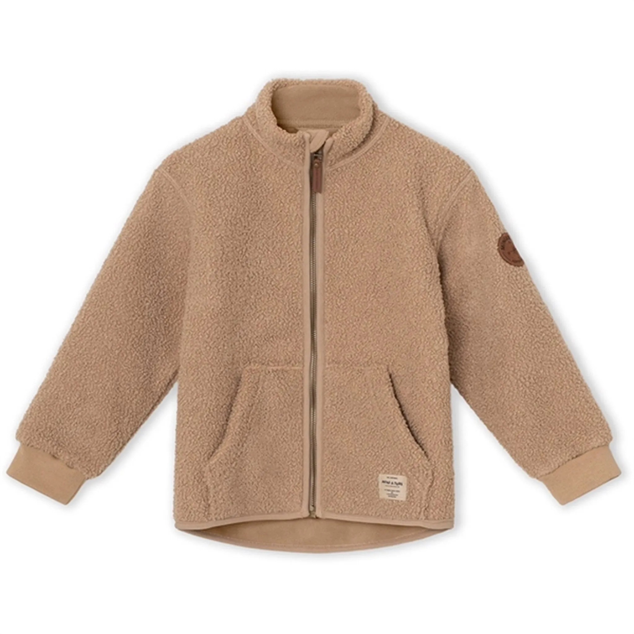 MINI A TURE Saleh Teddy Fleece Jacket Savannah Tan Kangaroo Pocket Design Muted Style