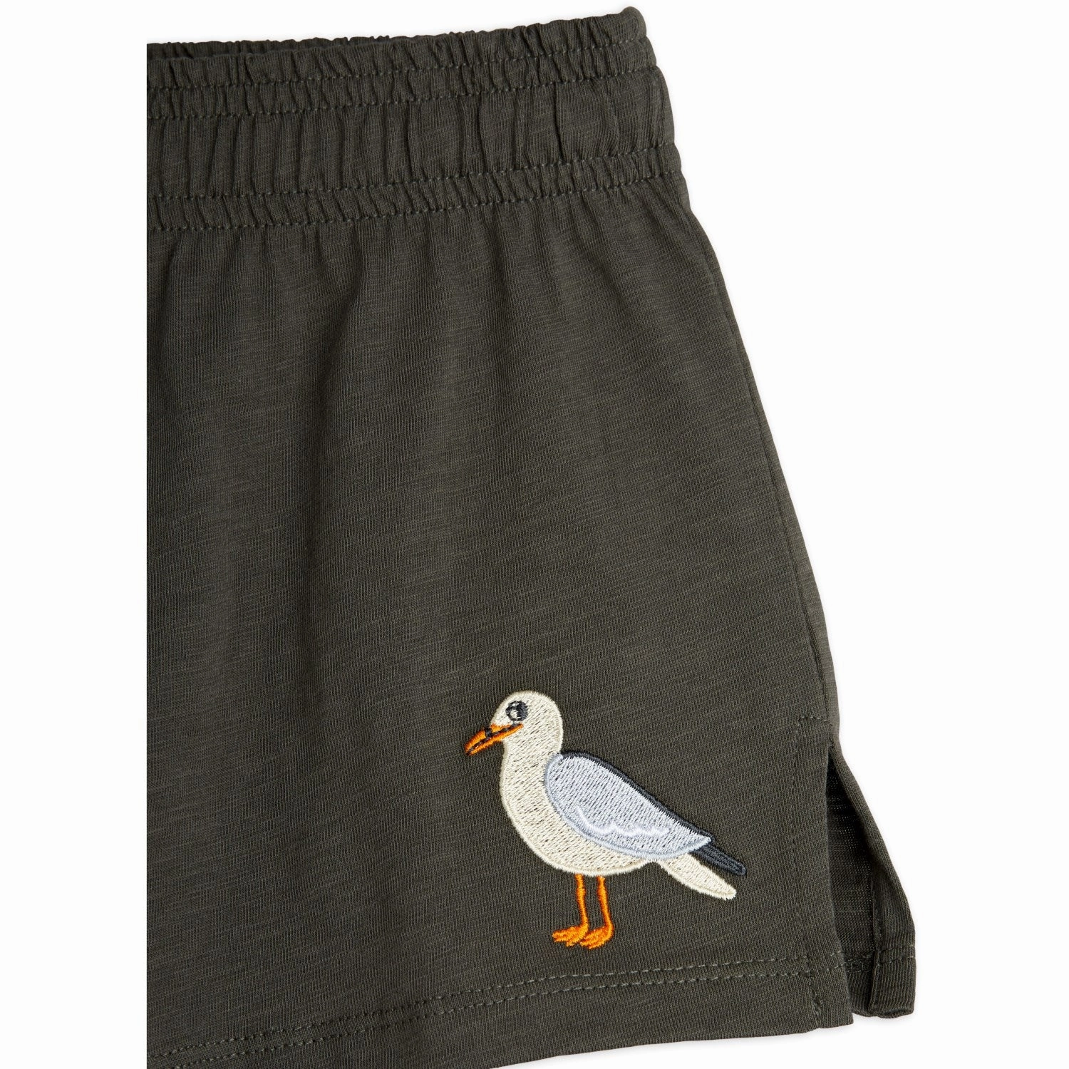 Mini Rodini Black Seagull Embroidery Shorts Cross Ventilation Channels