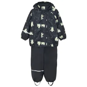 CeLaVi Navy Rain Suit - Aop, w. Fleece lining Mountain Outfit