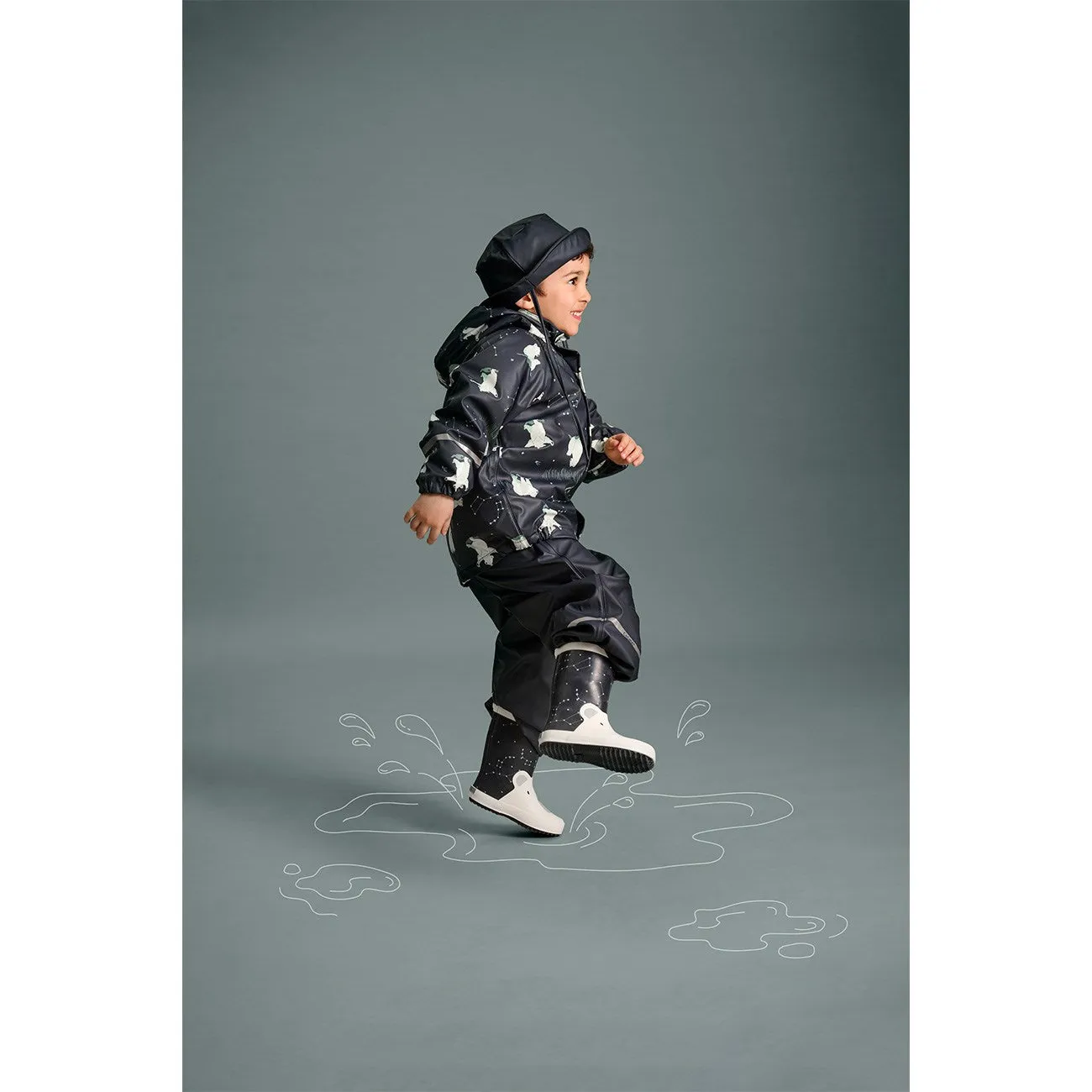 Trail Essentials CeLaVi Navy Rain Suit - Aop, w. Fleece lining