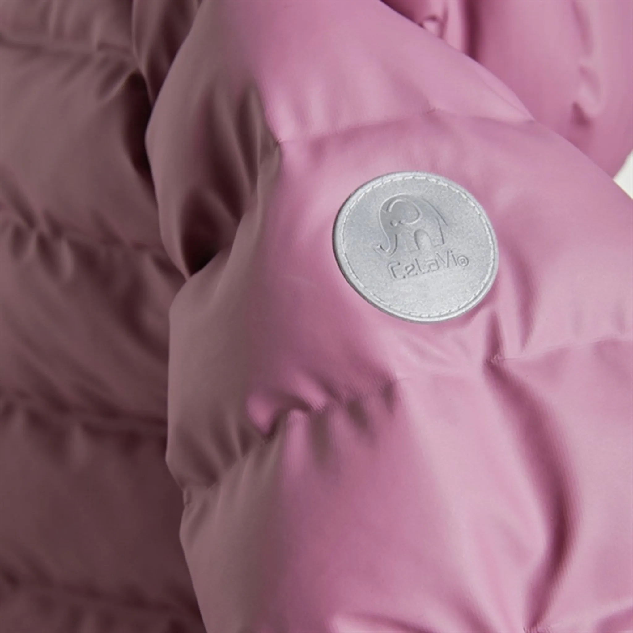 Smocked-Detail Printed-Lining CeLaVi PU Winter Jacket Mellow Mauve