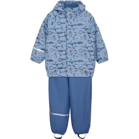 CeLaVi Rain Set Aop Federal Blue Spring Drizzle Layer High Collar