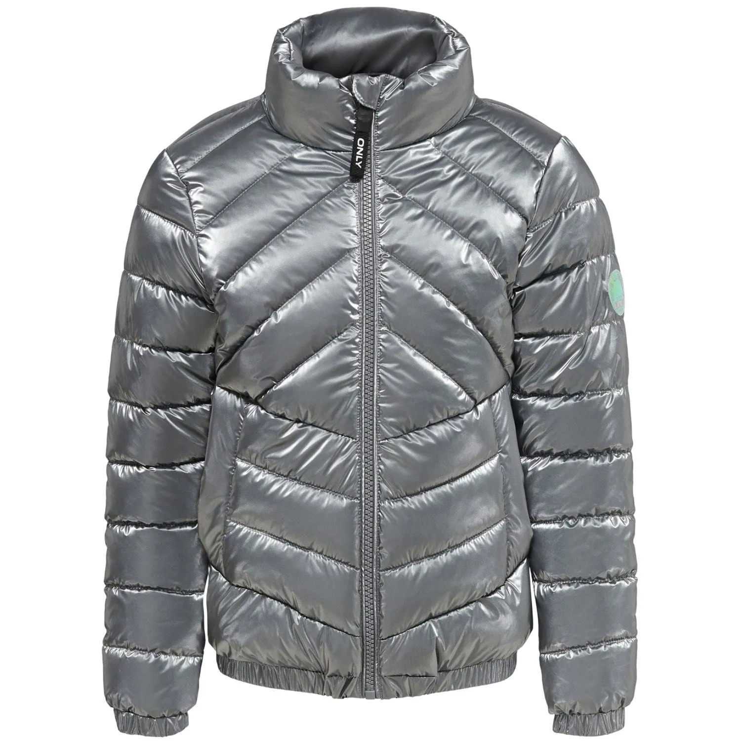 Machine-washable kids ONLY Silver Talia Shine Quilted Jacket