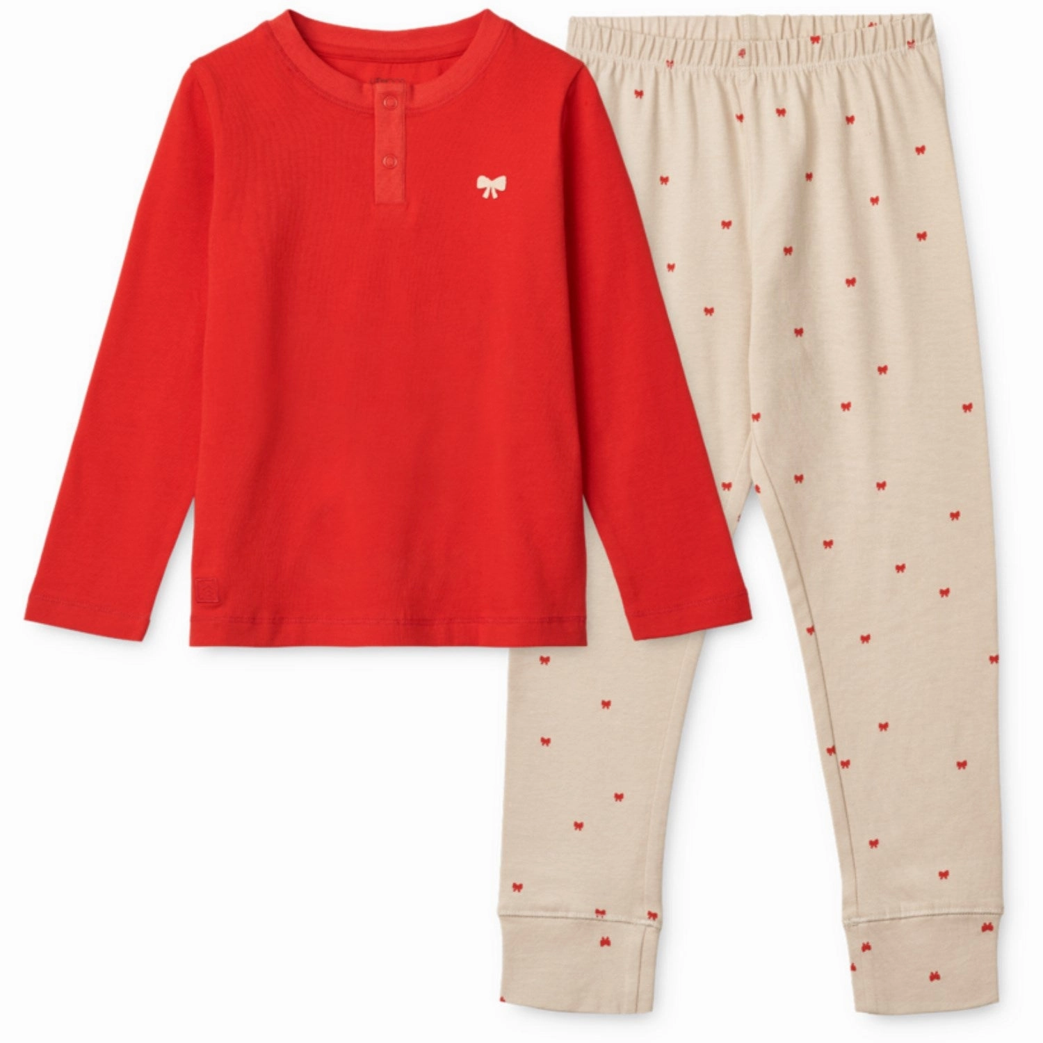 LieWood Holiday Bow Sandy / Apple Red Wilhelm Printed Pyjamas Set Thermal Insulation Double Stitched Edges