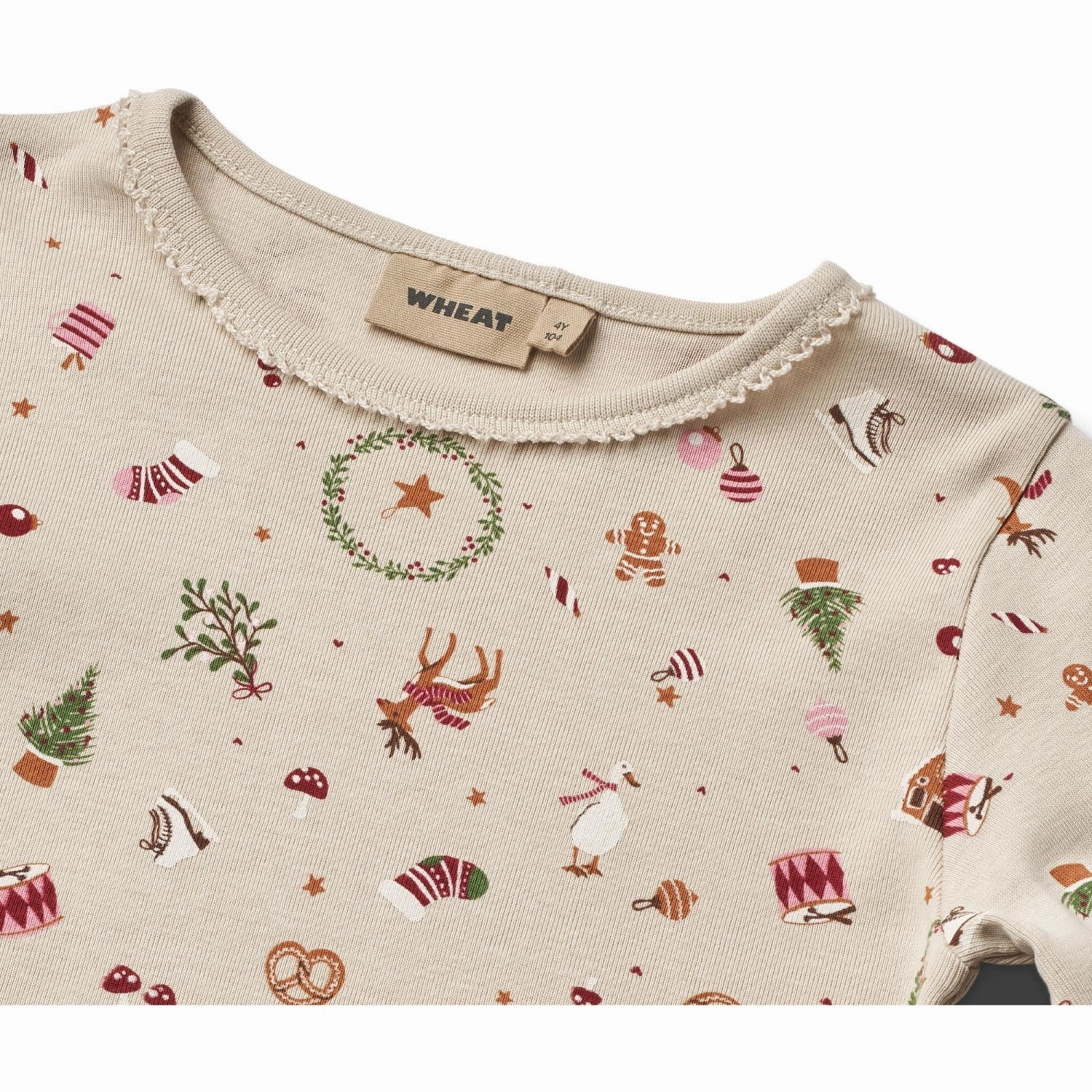 Netflix Ready Eco Friendly Fabric Wheat Offwhite Holiday Nightgown Elinor