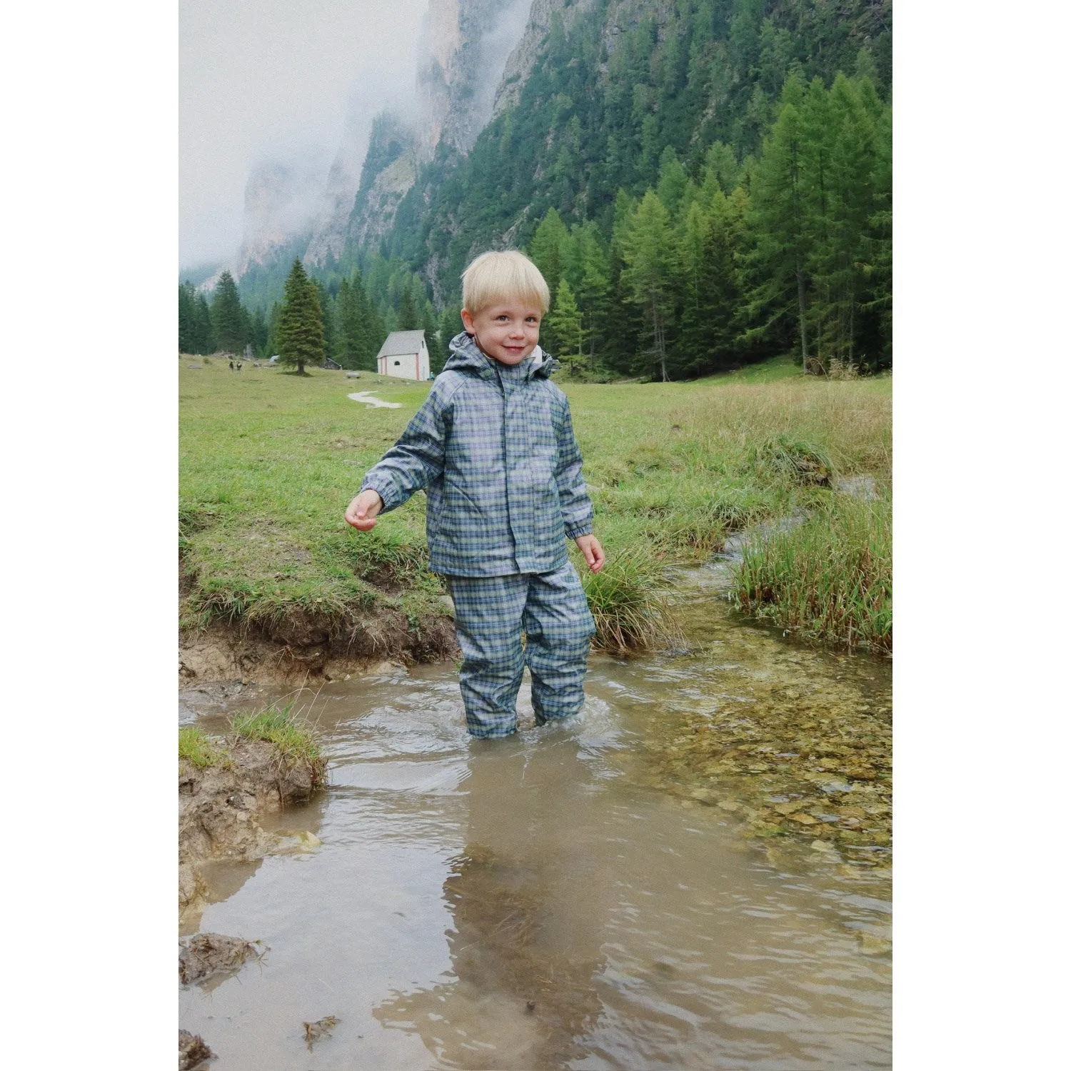 Konges Sl?jd Laurel Blue Check Rainy Palme Set Cool Weather cycling outfit