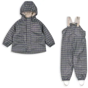 Konges Sl?jd Laurel Blue Check Rainy Palme Set Protective Layer Shell Fit