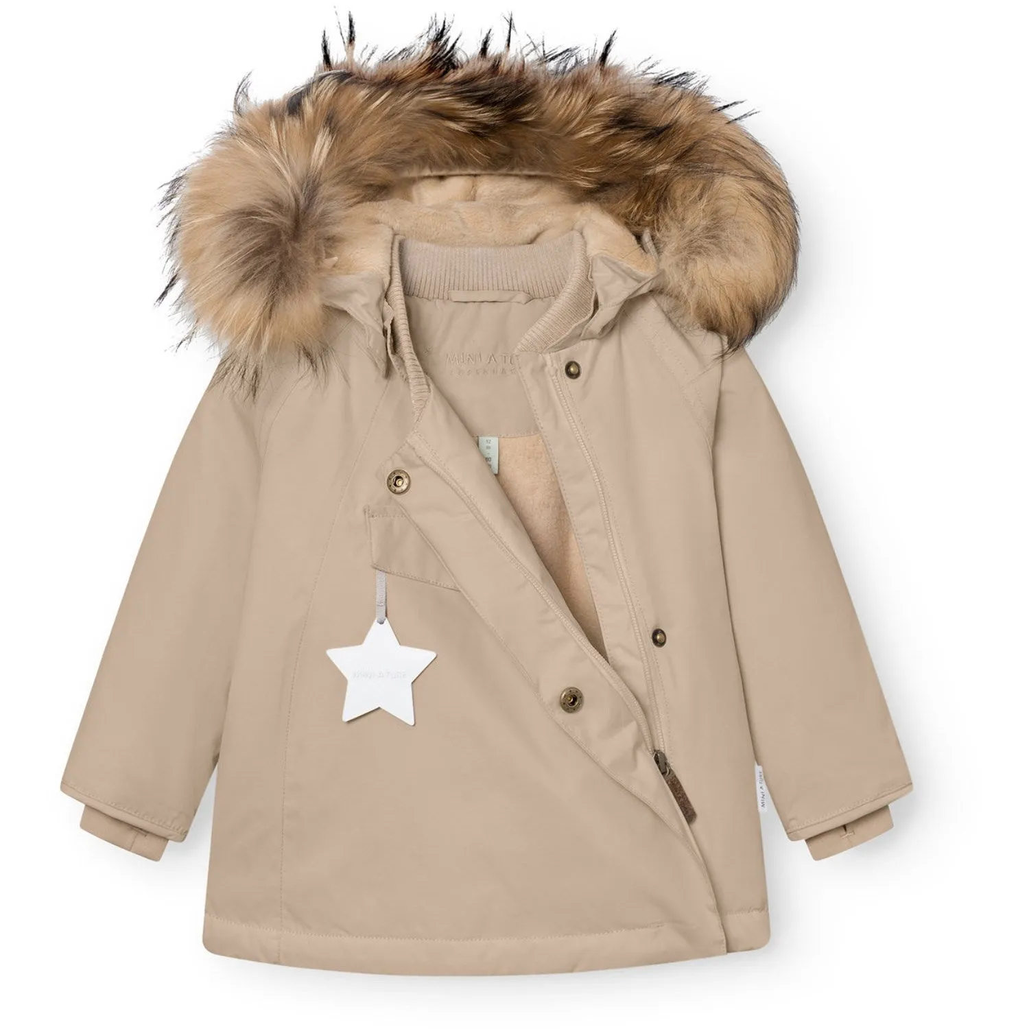 everyday staple Layered Insulation Mini A ture Savannah Tan Matwang Fleece Lined Winter Jacket Fur. GRS