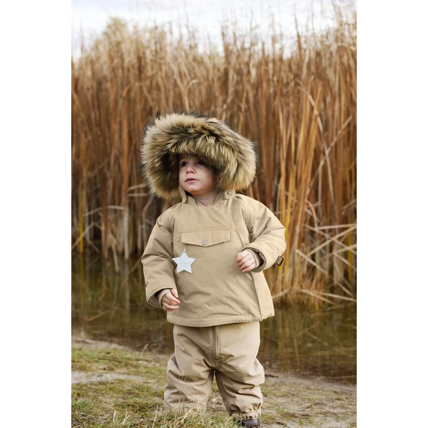 Unstructured Shoulder Cut Mini A ture Savannah Tan Matwang Fleece Lined Winter Jacket Fur. GRS