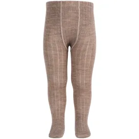 Comfortable Design Cropped C??ndor Sand Extrafine Merino Wool Rib Tights