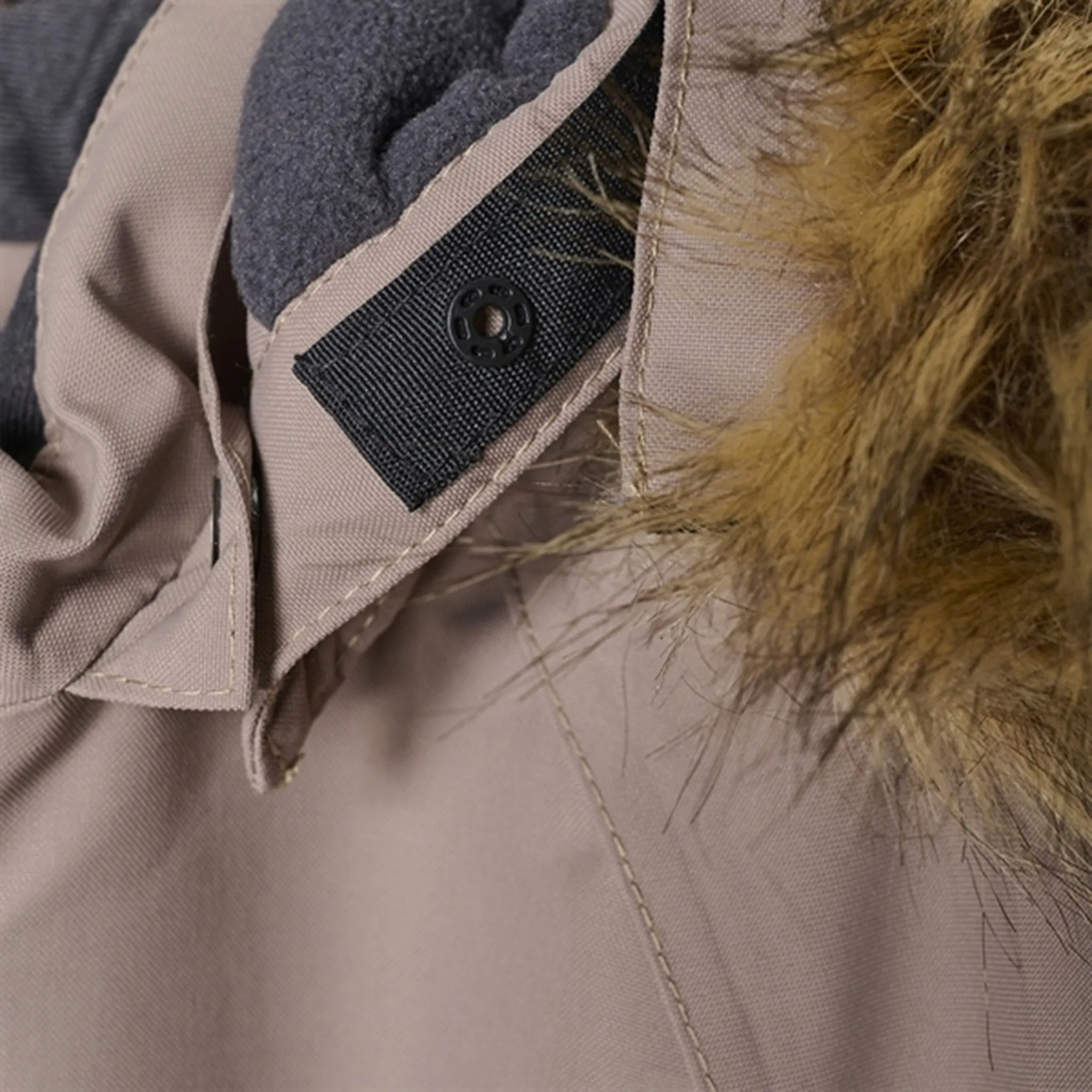 Skin-friendly Color Kids Coverall w. Faux Fur Fossil