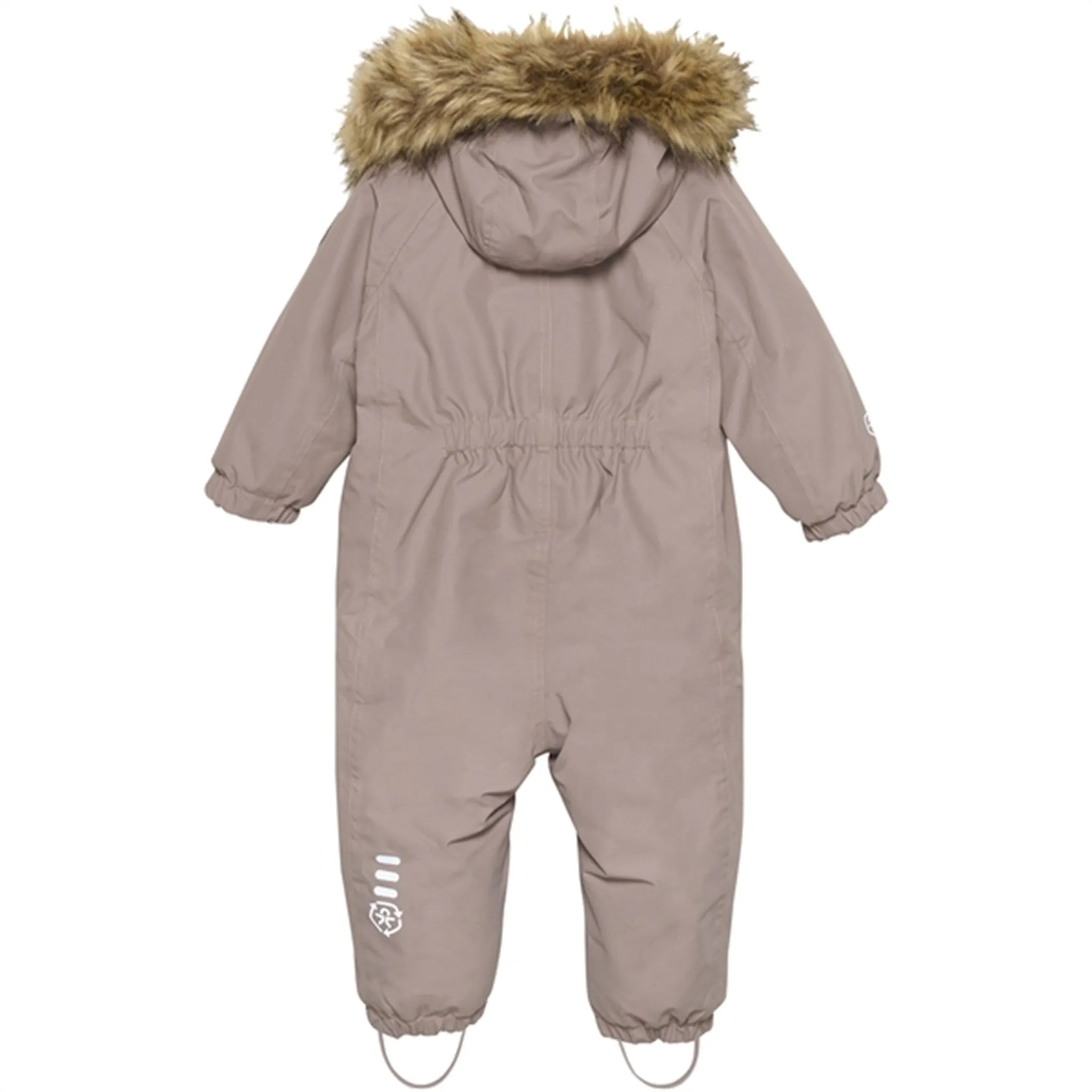 Printed-Fabric Vintage-Inspired Color Kids Coverall w. Faux Fur Fossil
