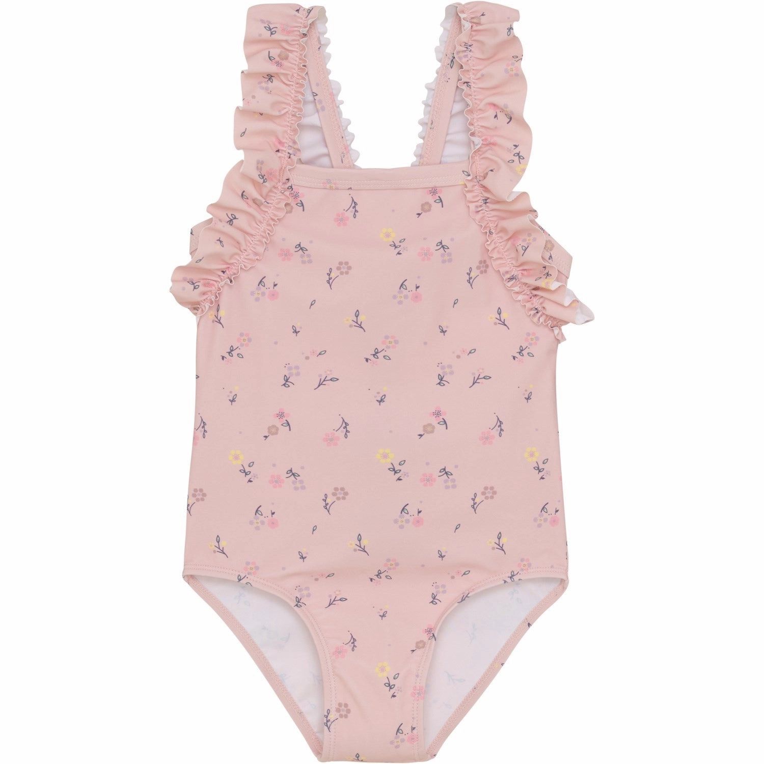 Color Kids Coral Blush Swimsuit W. Frills, AOP Textured-Surface