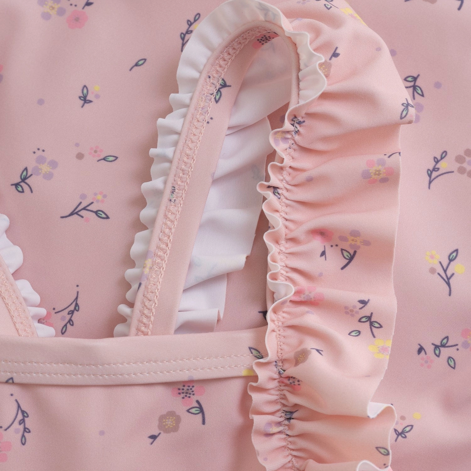 anti slip grip Color Kids Coral Blush Swimsuit W. Frills, AOP