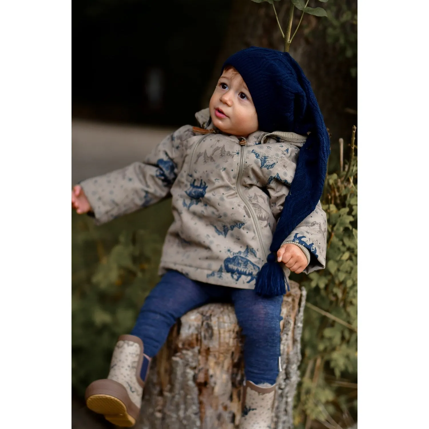 Double Layered Hood Mikk-Line Coriander Polyester Baby Jacket AOP