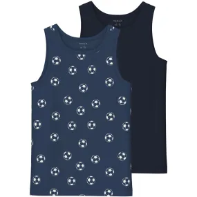 Name It Dark Denim Tank Top 2-pack Dark Denim Football Noos Dull identity