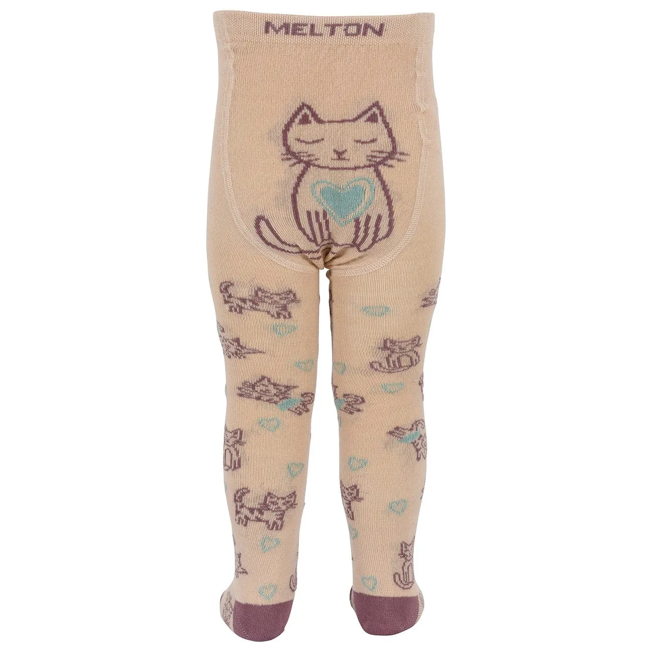 Formal-look MELTON Ivory Cream Cat love tights