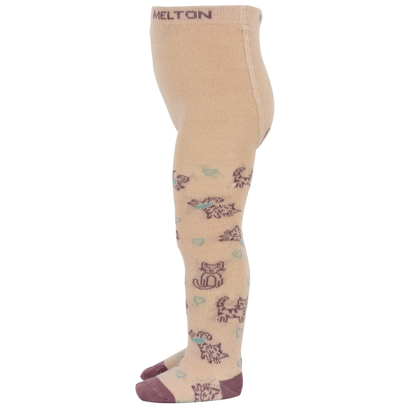 Chic MELTON Ivory Cream Cat love tights