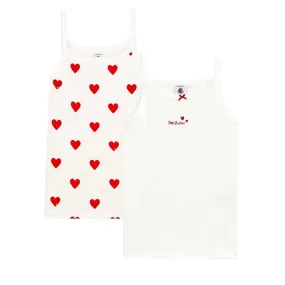 Water Resistant Petit Bateau Chemises 2-pack White/Red Hearts