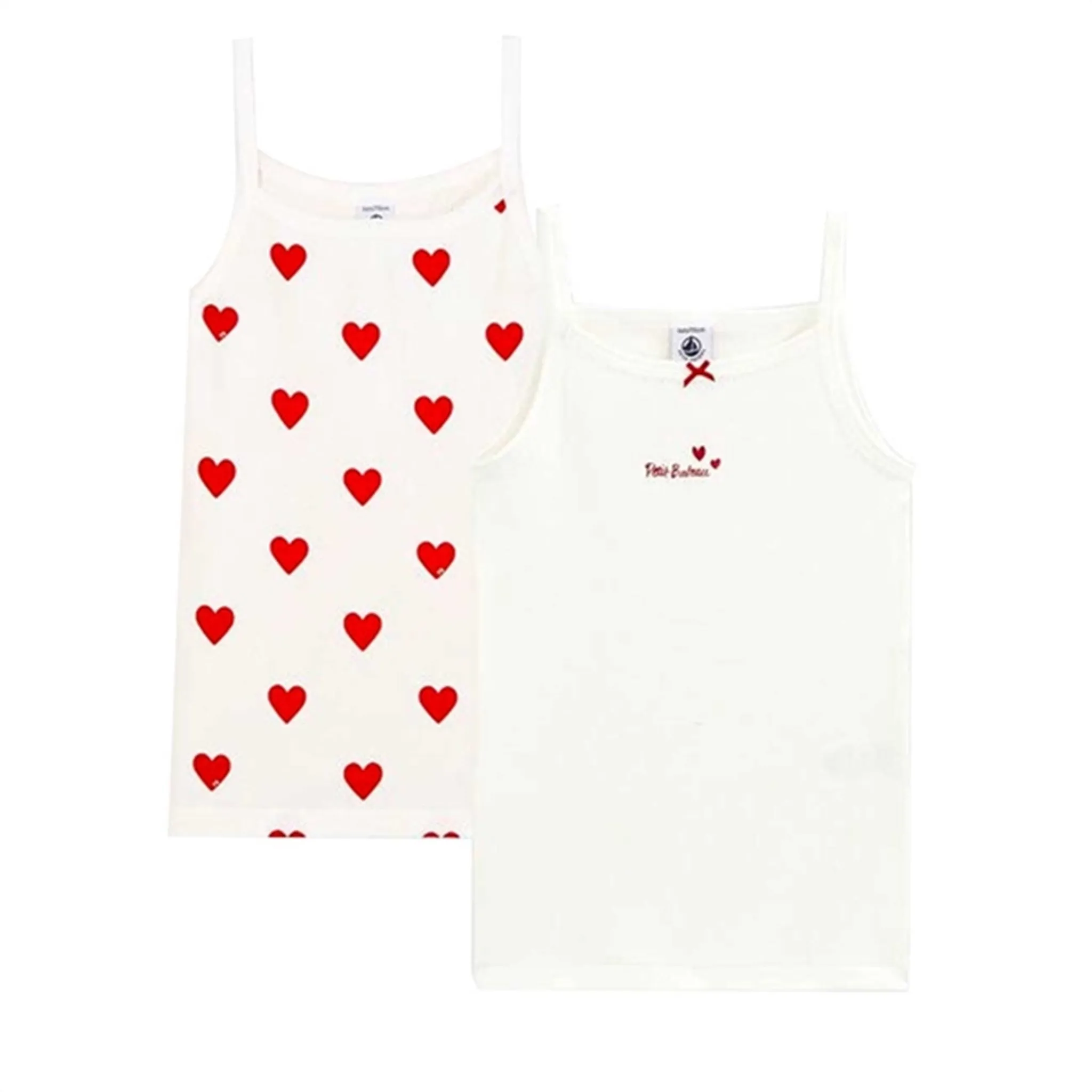 stain resistant coating Petit Bateau Chemises 2-pack White/Red Hearts