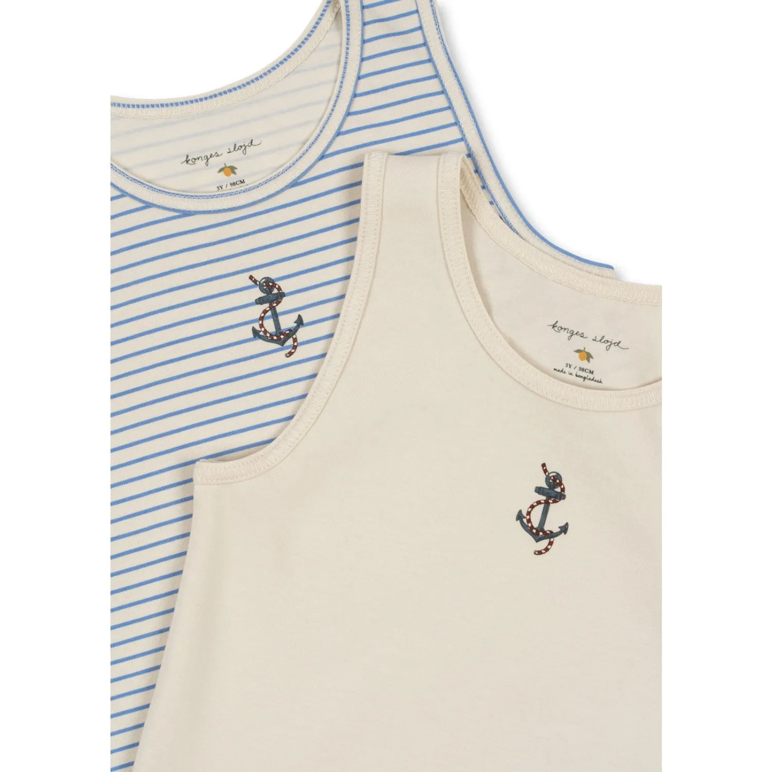 Konges Sl?jd Stripe Provence Mix Basic 2 Pack Tanktop Gots Non Slip Fasteners Personalized