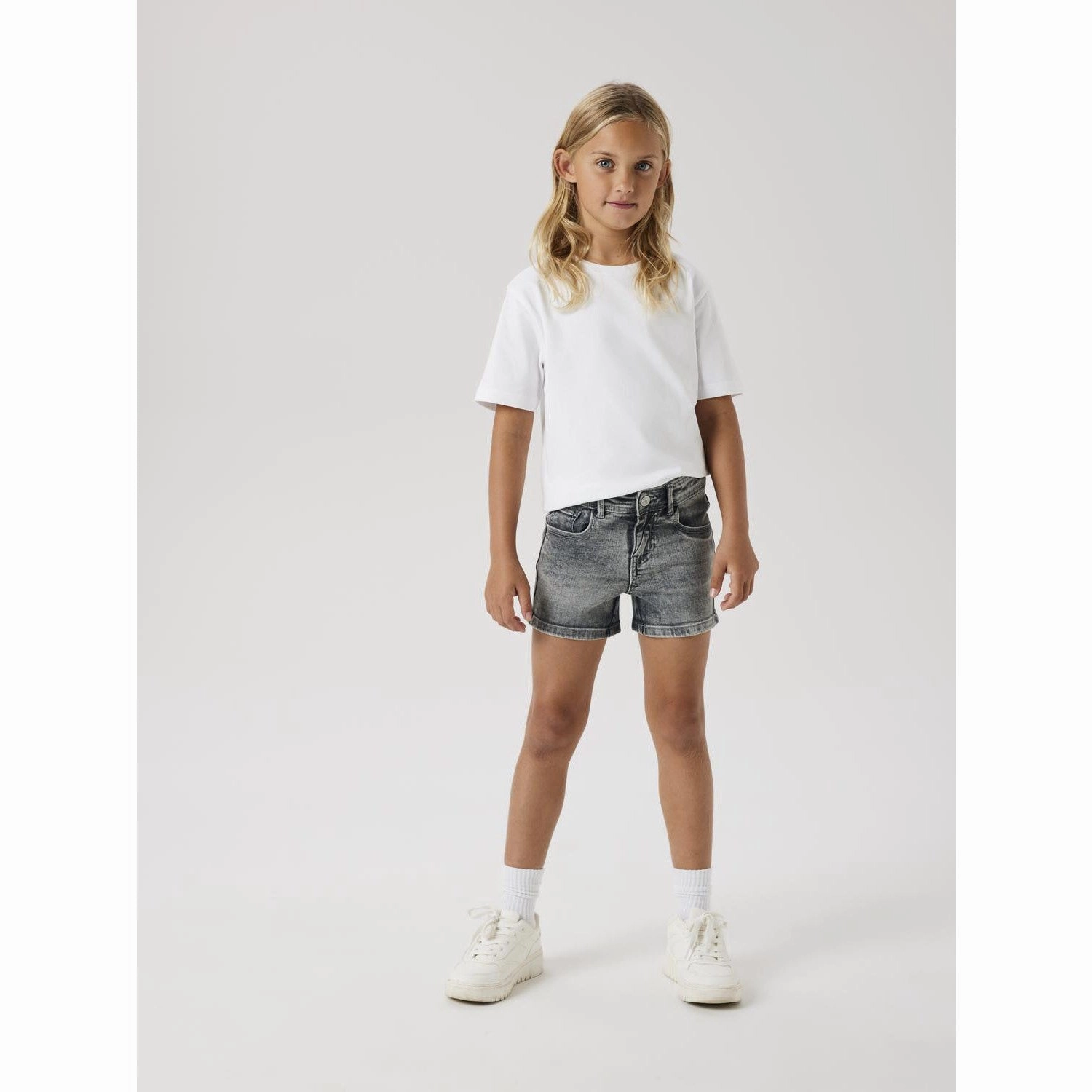 Street Mood Name It Light Grey Denim Salli Slim Denim Shorts Noos