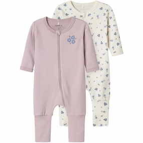 Name It Jet Stream Nightsuit 2-Pack Zip Jet Flower Noos Minimal Guest Urban Charming