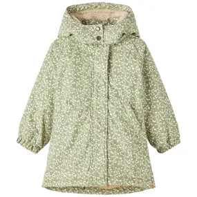 Lil'Atelier Oil Green Gudruna Padded Jacket AOP Core Fit Collared
