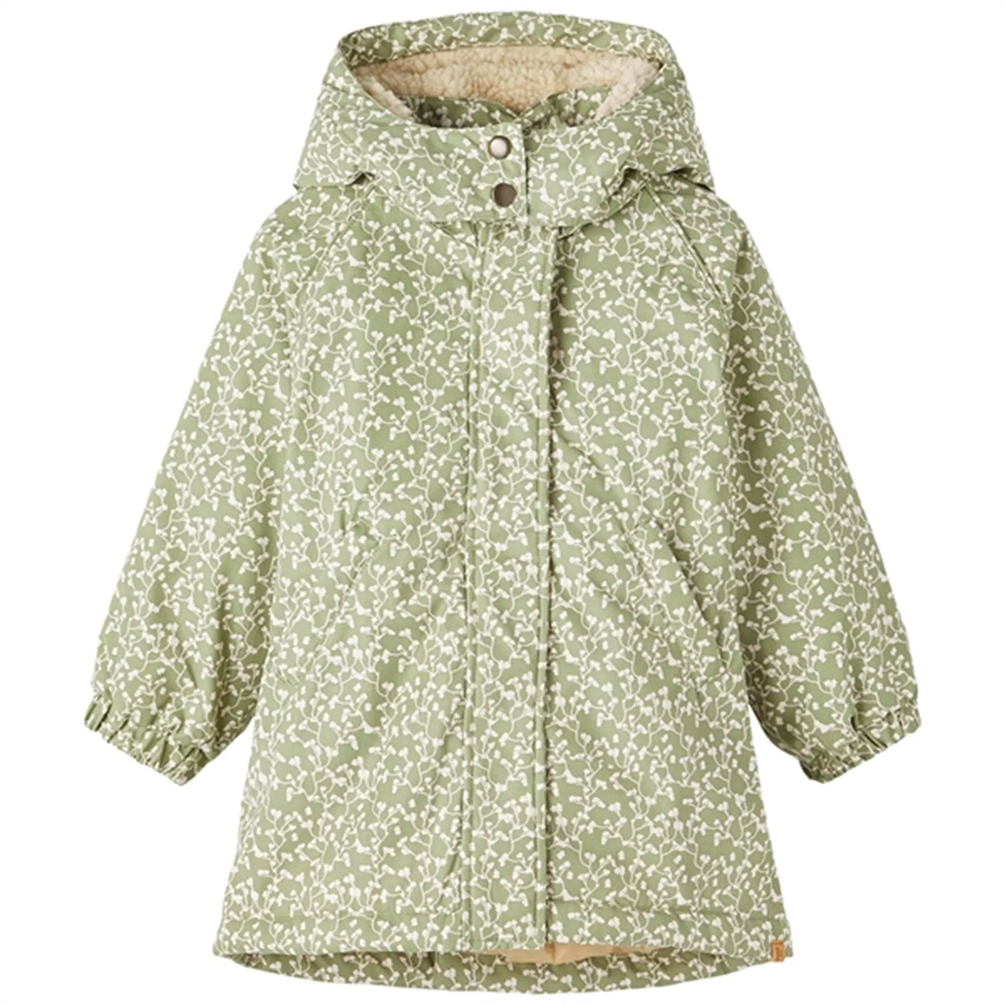 Lil'Atelier Oil Green Gudruna Padded Jacket AOP Core Fit Collared