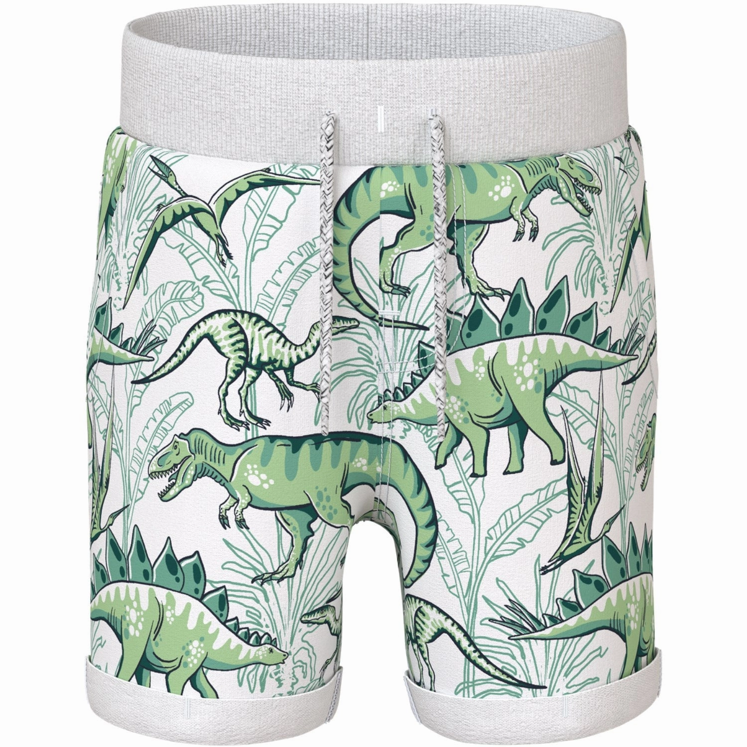 Name It Bright White Palm Dino Vermo AOP Long Sweat Shorts Noos Bold Patterns