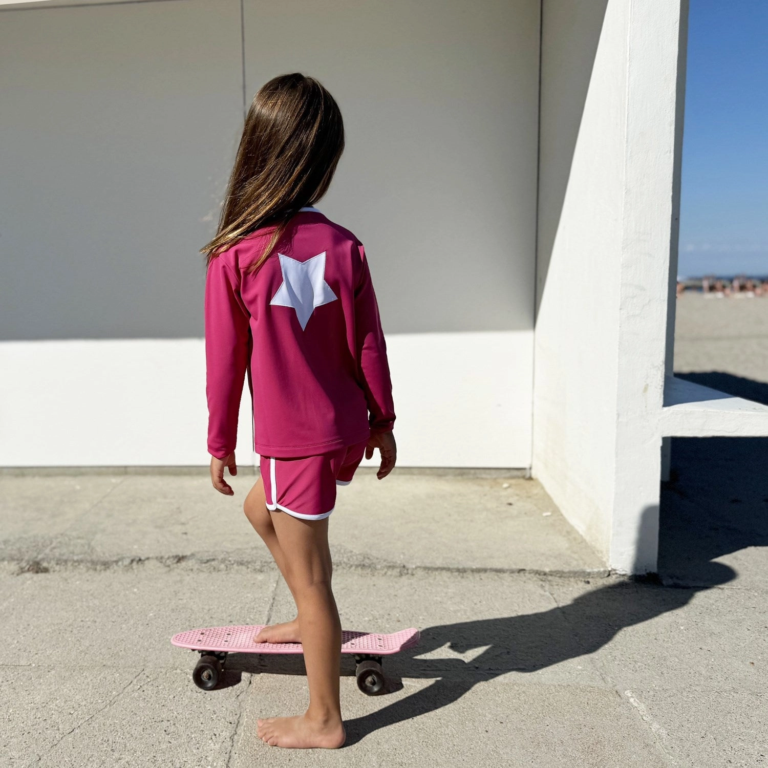 Petit Crabe Mulberry Etoile Zipper Uv-Swim Shirt L/S Reversible design