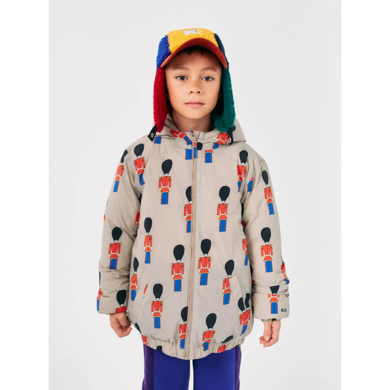 Timeless casual top Travel-Style Bobo Choses Light Brown Little Tin Soldiers All Over Anorak
