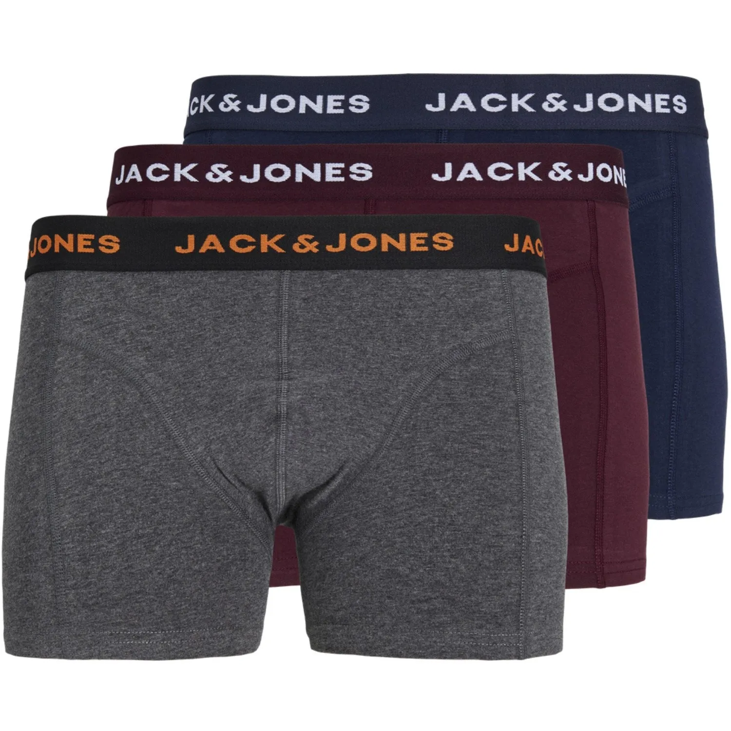 Supportive Fit Jack & Jones Junior Dark Grey Melange Black Friday Trunks 3-pack