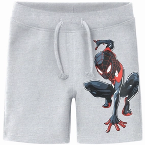 Odor Resistant Finish Name It Light Grey Melange Mu Spiderman Long Sweat Shorts
