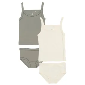 Fashionable Style COPENHAGEN COLORS Cream/ Grey Comb. Rib Jersey 2Pack Straptop And Underpants