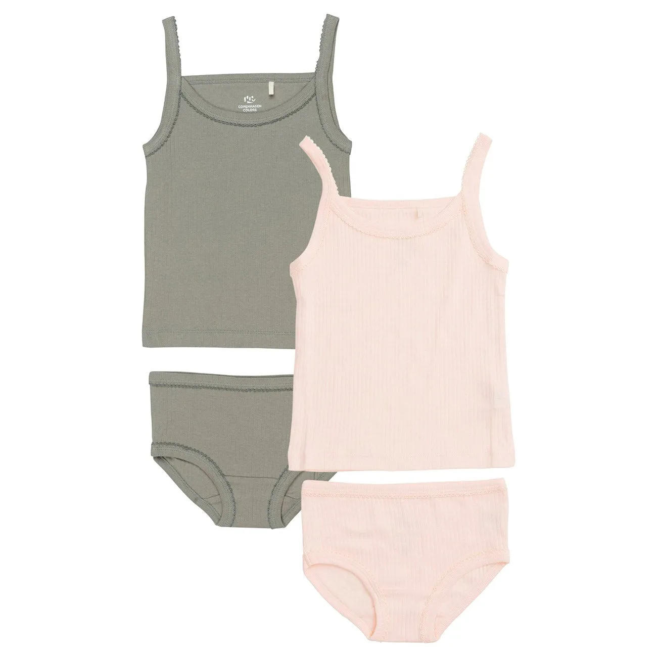 original COPENHAGEN COLORS Grey/ Soft Pink Comb. Rib Jersey 2Pack Straptop And Underpants