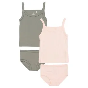 COPENHAGEN COLORS Grey/ Soft Pink Comb. Rib Jersey 2Pack Straptop And Underpants different styles Hypoallergenic Lining