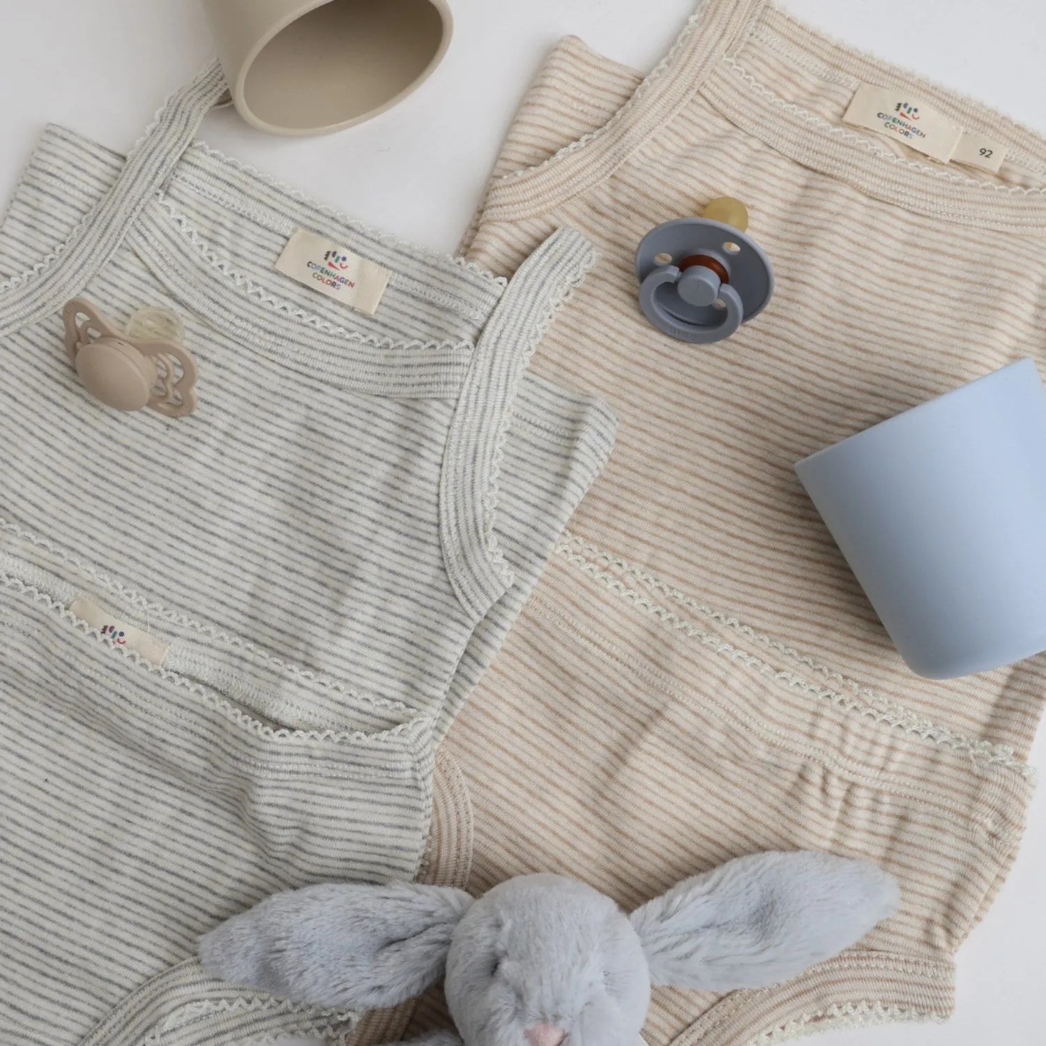 Stretch Material COPENHAGEN COLORS Grey Stripe Strap Top And Underpants Striped