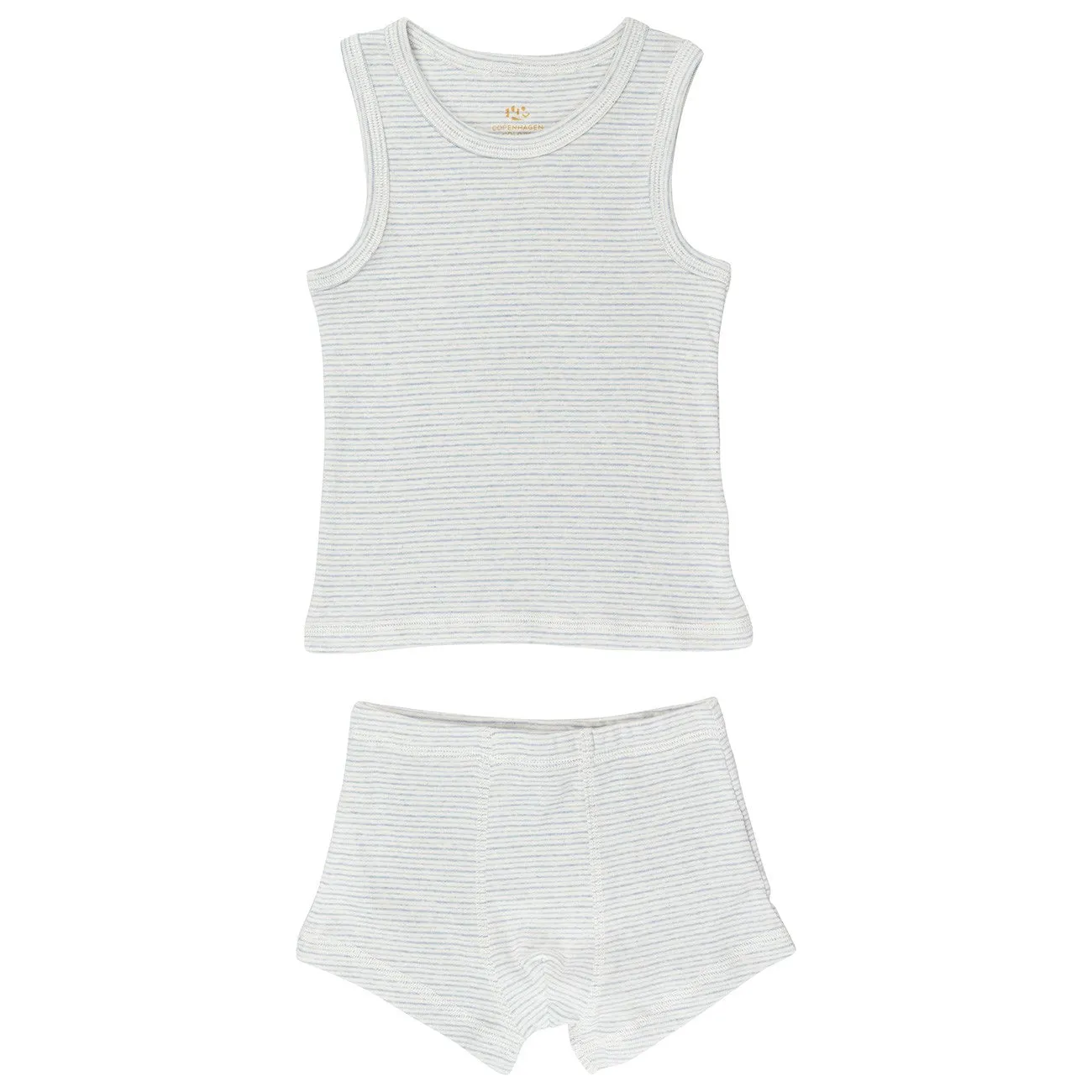 COPENHAGEN COLORS Lt. Blue Stripe Tank-Top And Boxer Shorts Striped High satisfaction