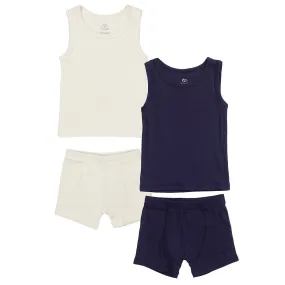 Party Flexible Shoulder Cut COPENHAGEN COLORS Navy/ Cream Comb. Kick Rib Jersey 2Pack Tank-Top And Boxer Shorts