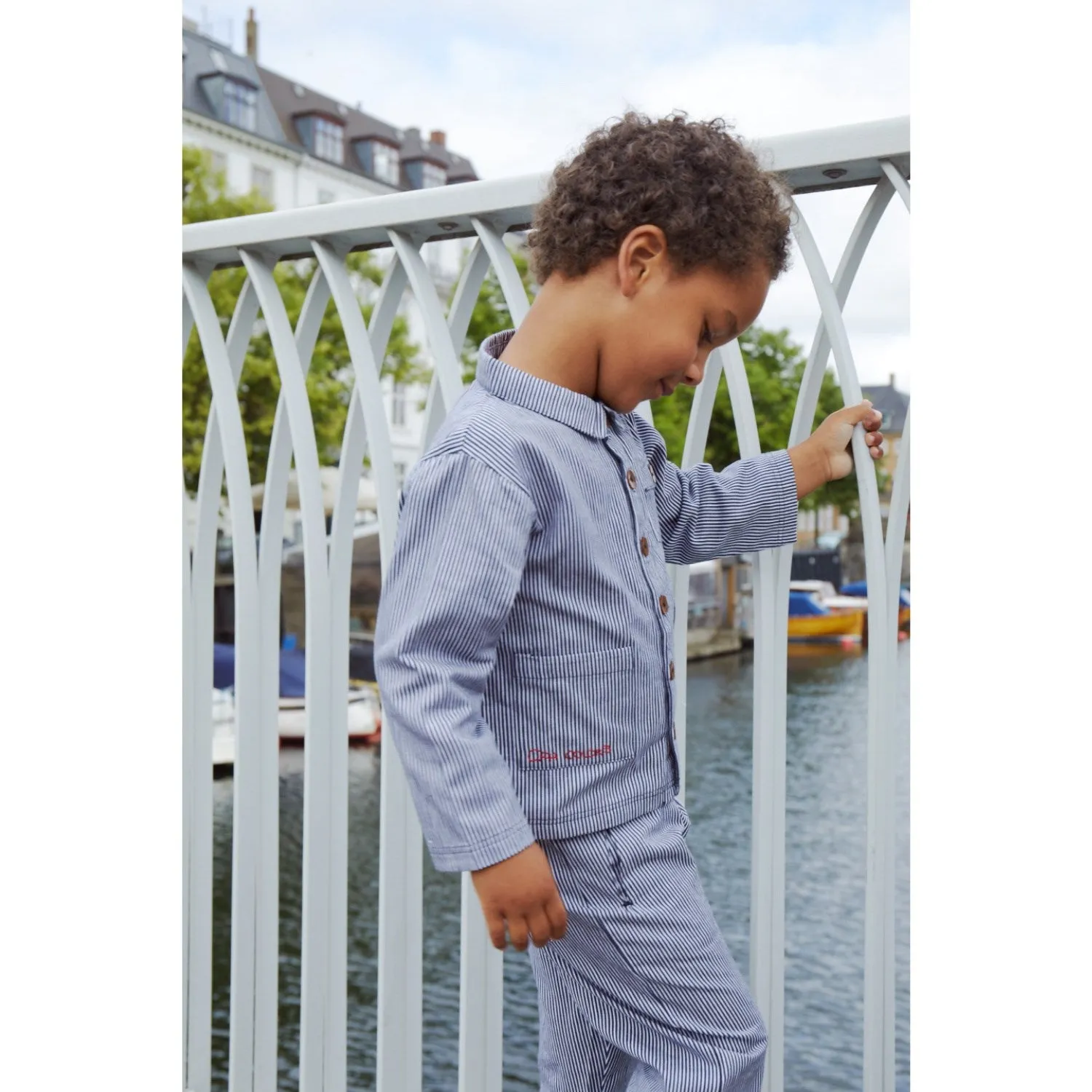 family gathering COPENHAGEN COLORS Navy Stripe Striped Twill Jacket W Pockets