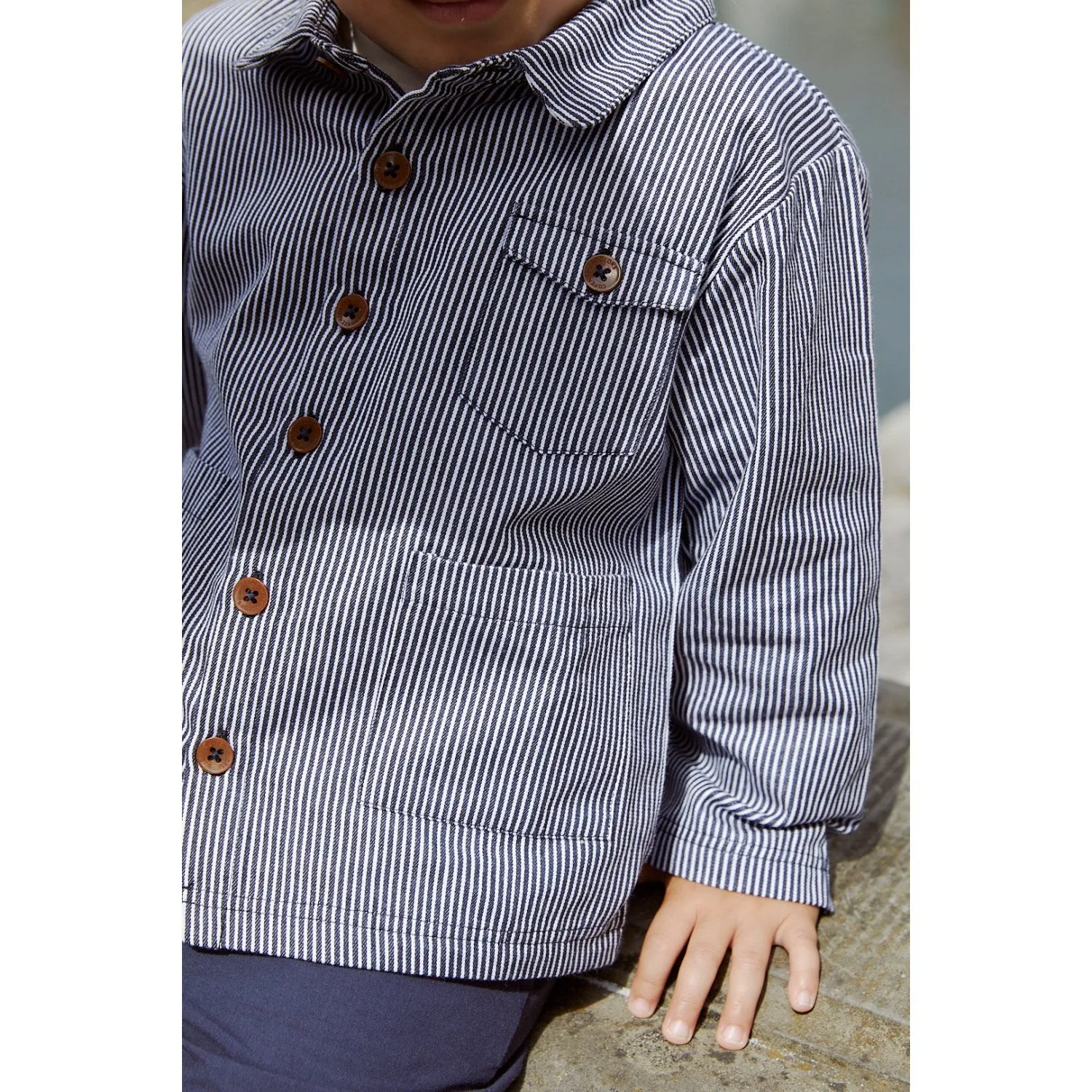 Unwind Project COPENHAGEN COLORS Navy Stripe Striped Twill Jacket W Pockets